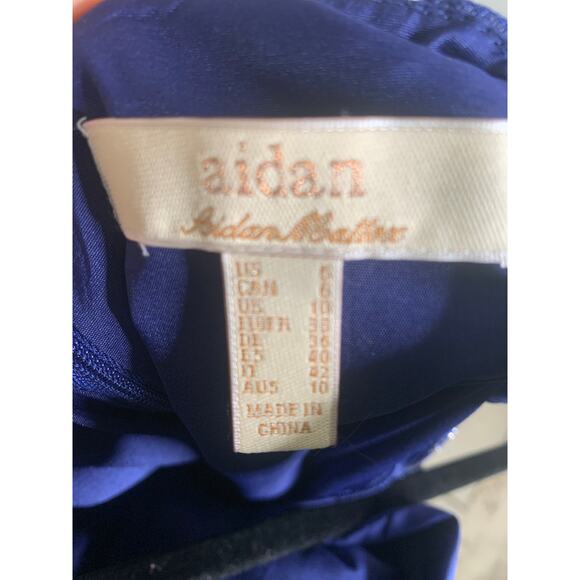 Aidan Mattox Women'S Blue Metallic Mock-Neck Sleeveless Party Dress Size 6 - Picture 6 of 6